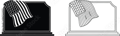 Tombstones with american and keffiyeh flags Vector