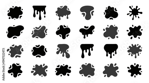 Ink blot vector set featuring abstract liquid shapes