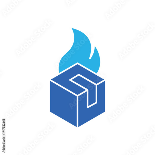 icon a hot product with a package box and fire flame symbol, isolated against a clean background.