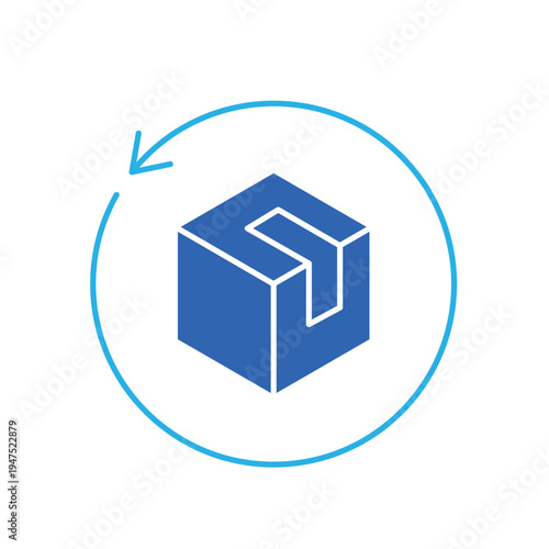icon back in demand with package box and circular return arrow, isolated against a clean background.