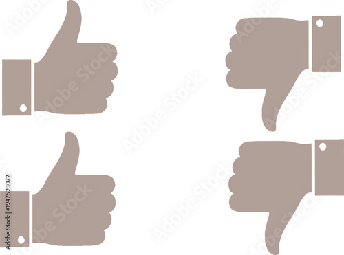 Thumbs up and thumbs down icons in gray on white background