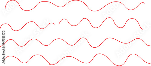 A series of wavy red and black lines on a white background in a repeating pattern