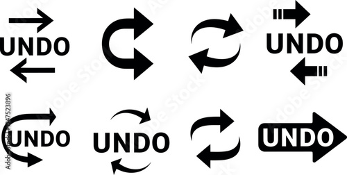 Collection of undo icons and symbols in various directions and styles