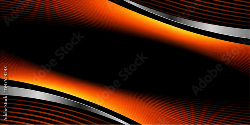 Abstract background with red and orange waves of light creates a fiery motion design featuring glowing lines and energy patterns on a black wallpaper texture