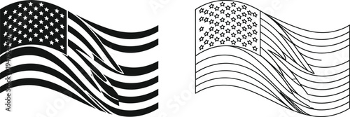 American flag waving, usa flag icon, patriotic symbol Vector