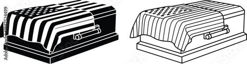 Coffin and casket line art Vector