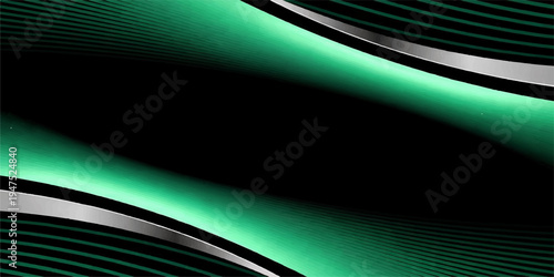Abstract green background vector illustration featuring bright futuristic lines and a 3d motion wave pattern with light energy texture