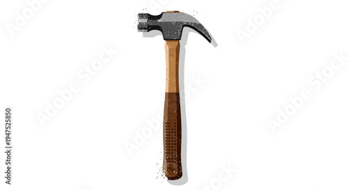 Claw hammer with wooden handle, isolated on white