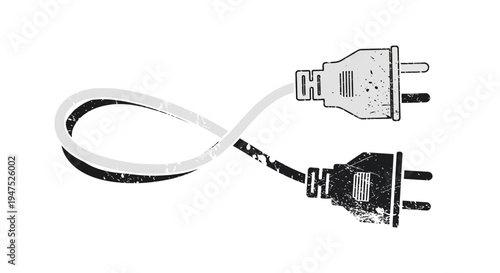 Infinite power symbol made of electrical plugs and cord on white background