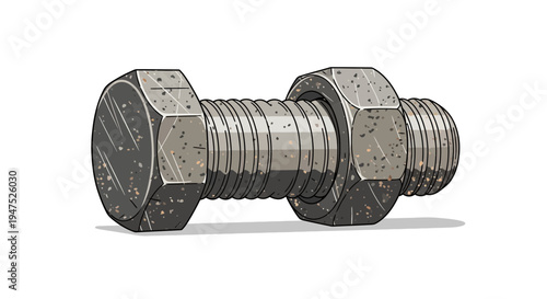 Metal bolt and nut isolated on white background