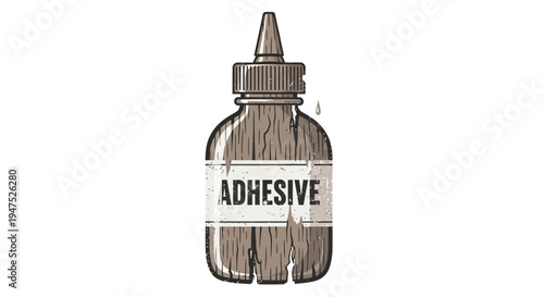 Vintage Adhesive Glue Bottle with Label