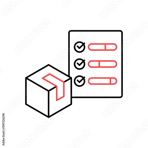 icon a product poll with package box and selection checkmarks, isolated against a clean background.