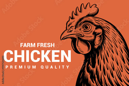 Farm fresh chicken vintage poster