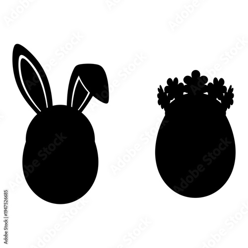 Easter symbols featuring a rabbit and a decorated egg Vector, illustration
