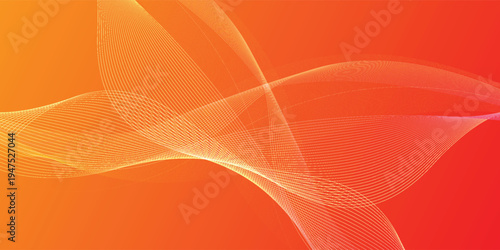 Abstract background with minimalist vibrant orange linear waves eps10