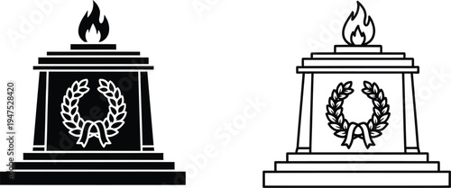 Tombstones with laurel wreath and flame Vector