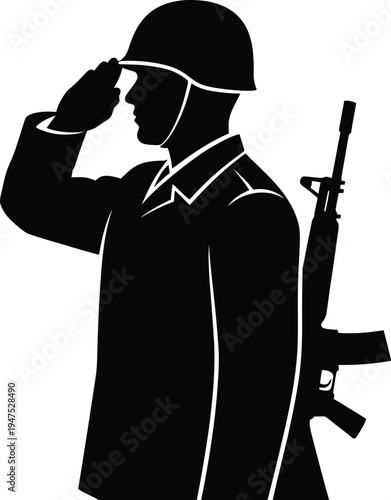 Soldier saluting silhouette military Vector