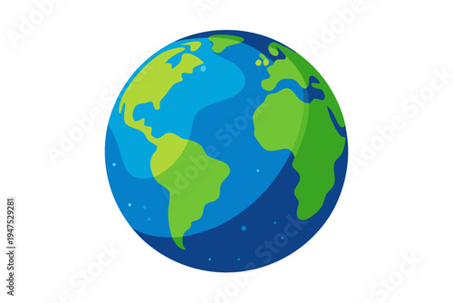 A colorful vector illustration of the Earth with green and blue continents.