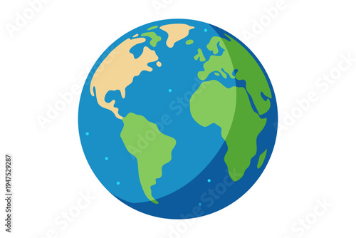 A colorful vector illustration of the Earth with green and blue continents