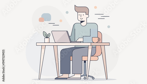 Modern digital professional engaged in productive remote work from home, utilizing technology for an efficient online lifestyle illustration