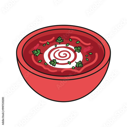 A bowl of red beet soup.