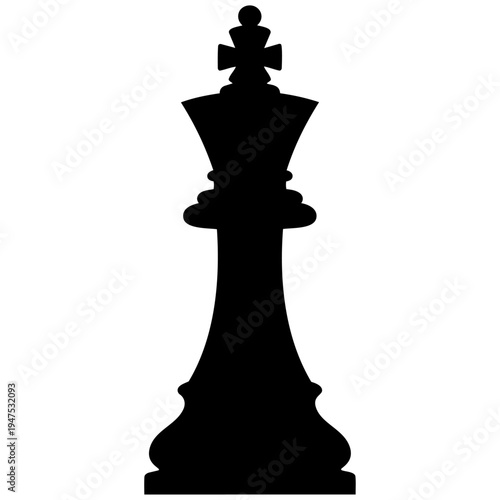 A black silhouette of a chess king piece isolated on transparent background, Vector