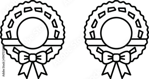 Ribbon wreath badges Vector
