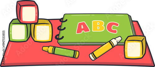 Alphabet Learning Set With Preschool Book And Blocks