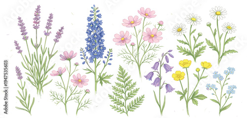 Charming collection of soft pastel baby essentials, including bodysuits, pacifiers, bottles, and gentle nursery decorations, perfect for welcoming a newborn into the world