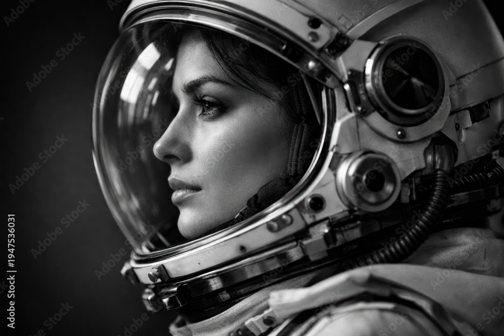 Fototapeta premium Focused astronaut in space helmet