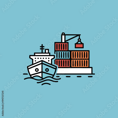 Cargo ship loaded with containers near a crane at a dock