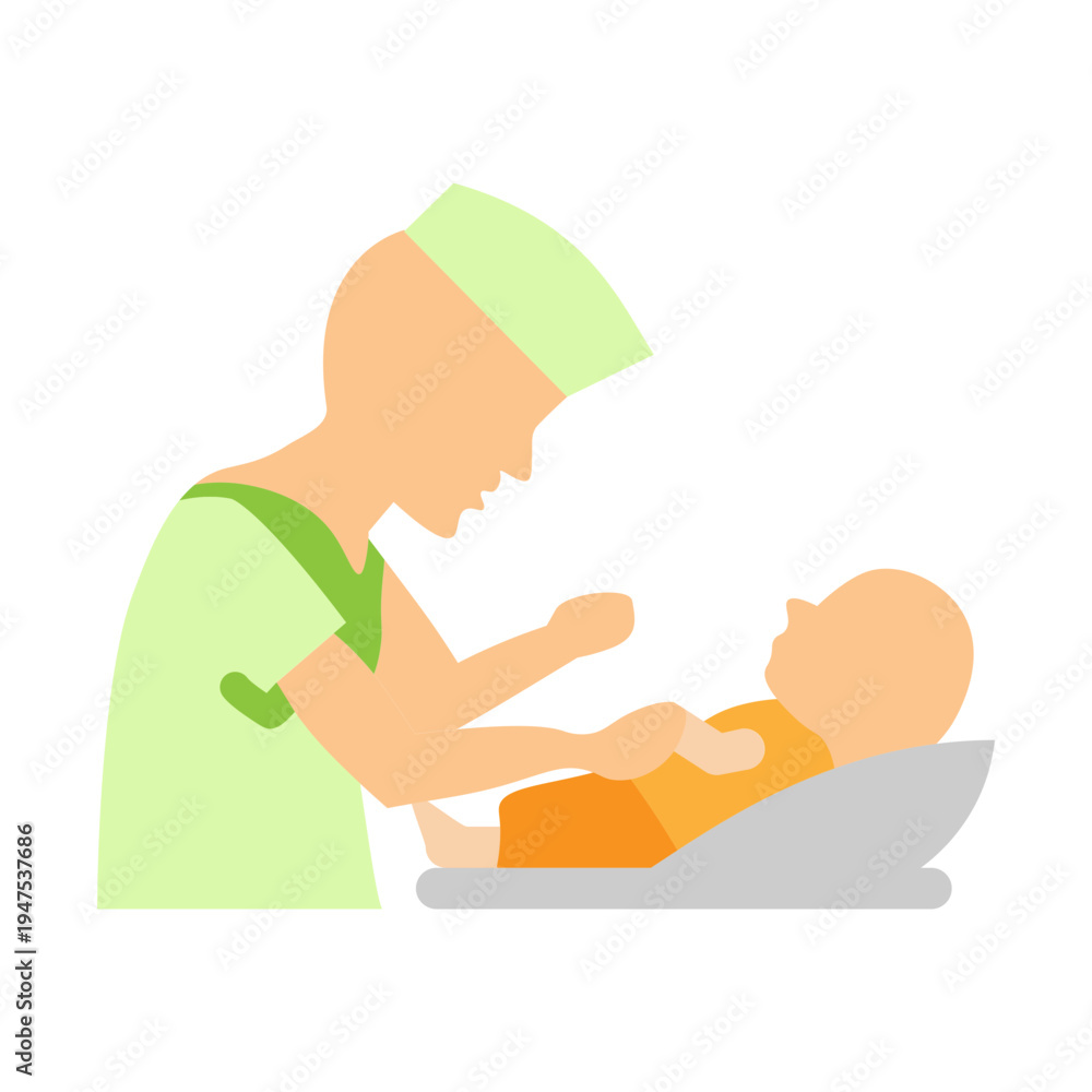 Obraz premium Pediatric Nurse Vector Flat Icon Design