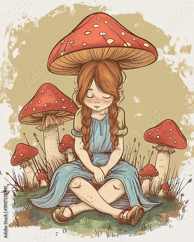 girl with mushrooms