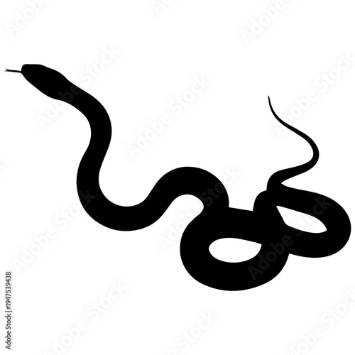 Black Snake Silhouette, Winding, Minimalist, Reptile Icon, Isolated