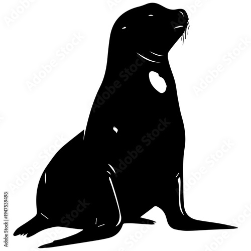Black and white sea lion silhouette logo design vector minimalist animal wildlife