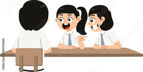 Murid Duduk Di Meja dan Bercerita Dengan Teman, Back To School Illustration