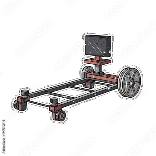 Camera Dolly with Monitor and Wheels Vector Illustration
