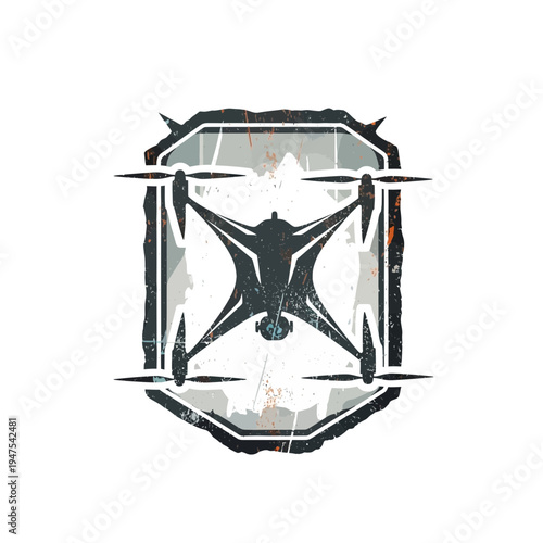 Drone emblem with grunge texture