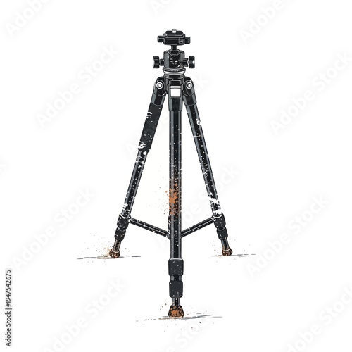 Professional camera tripod with textured finish and dirt