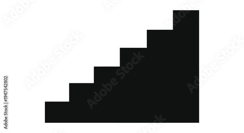 A stark black geometric representation of ascending steps against a white background silhouette high quality professional