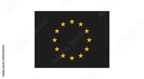 A dark background showcases twelve golden stars forming a circular pattern a striking silhouette high quality