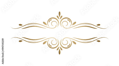 A decorative pattern design featuring intricate golden swirls and leaves on a white background