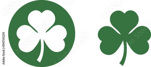 Green four leaf clover icon set lucky shamrock symbol vector illustration isolated on white background Irish luck Saint Patrick day design