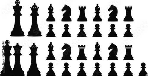 Complete Chess Piece Silhouette SVG Bundle 2026, King Queen Knight Pawn Vector Clipart, Classic Board Game Digital Cut File for Cricut and Sublimation 