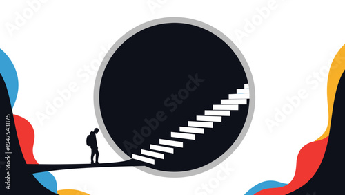 Silhouette of a person holds a large bundle of glowing strings attached to colorful speech bubbles against a dark purple background for ideas.