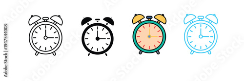 Retro Alarm Clock Icon for Time Management, Morning Wake Up, and Schedule Planning. Symbol Vector Illustration.