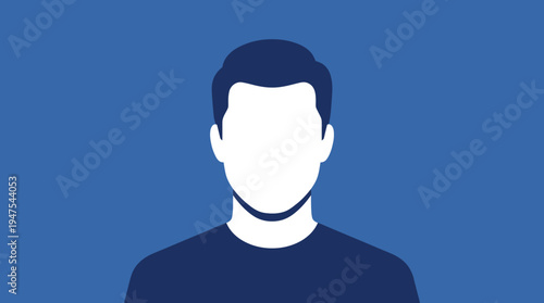Minimalist Male User Profile Avatar Icon Silhouette on Blue Background for Social Media and Web Design