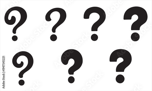 Black Question Mark Icons and Punctuation Symbol Silhouette Vector Set