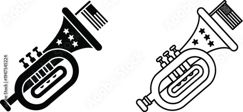 Black and white trumpets Vector