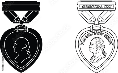 Purple heart medal illustration Vector